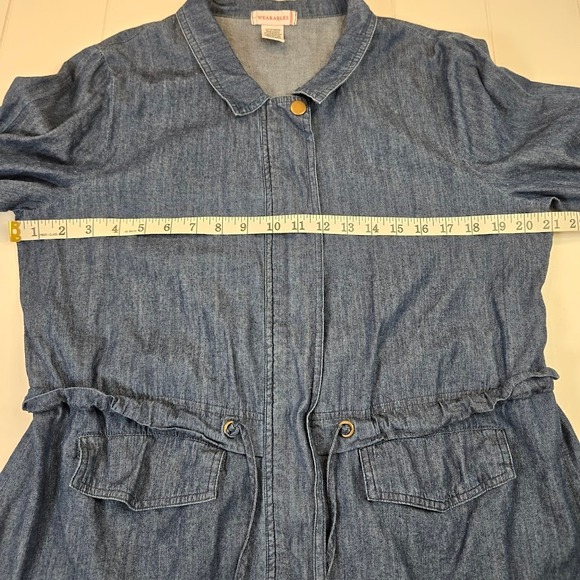 Wearables XCVI Chambray Jacket Full Zip Cinch Waist Size L Cinch‎ Sleeve Denim - Picture 6 of 7